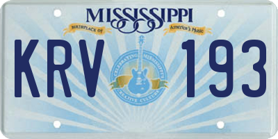MS license plate KRV193