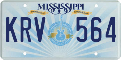 MS license plate KRV564