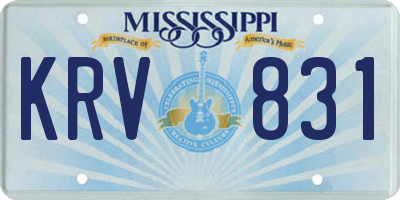 MS license plate KRV831