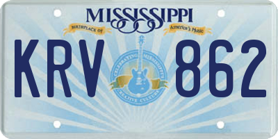 MS license plate KRV862