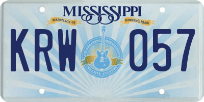 MS license plate KRW057