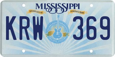MS license plate KRW369