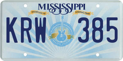 MS license plate KRW385