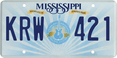 MS license plate KRW421