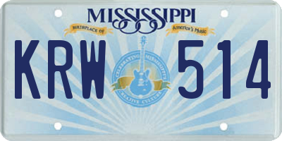 MS license plate KRW514