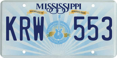 MS license plate KRW553