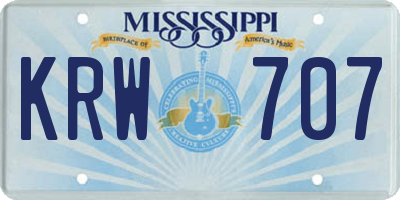MS license plate KRW707