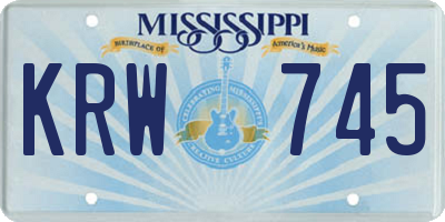 MS license plate KRW745