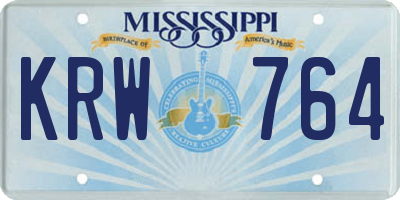 MS license plate KRW764