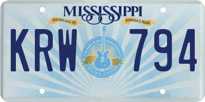 MS license plate KRW794