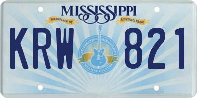 MS license plate KRW821