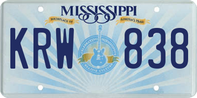 MS license plate KRW838