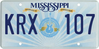 MS license plate KRX107
