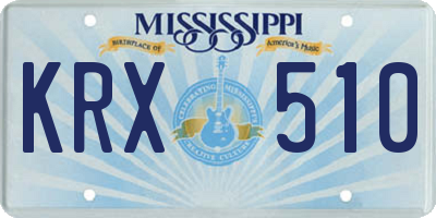 MS license plate KRX510