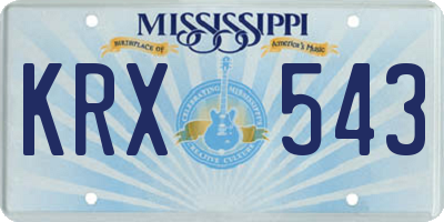 MS license plate KRX543