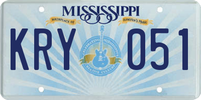 MS license plate KRY051
