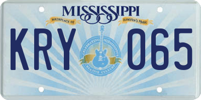 MS license plate KRY065
