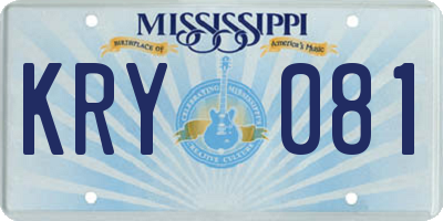MS license plate KRY081