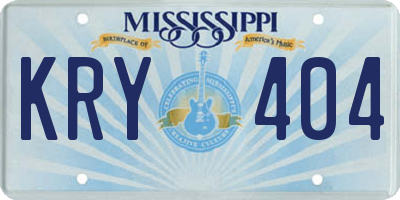 MS license plate KRY404