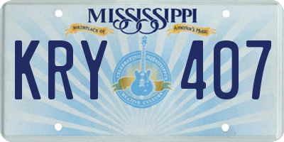 MS license plate KRY407