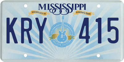 MS license plate KRY415