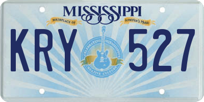 MS license plate KRY527