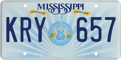MS license plate KRY657