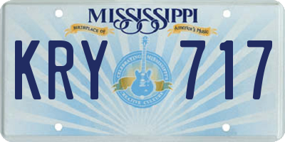 MS license plate KRY717