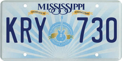 MS license plate KRY730