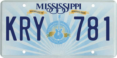 MS license plate KRY781