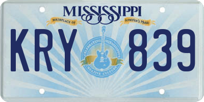 MS license plate KRY839