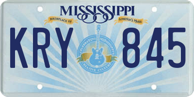 MS license plate KRY845
