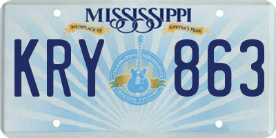 MS license plate KRY863