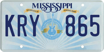 MS license plate KRY865