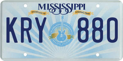 MS license plate KRY880