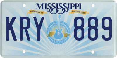 MS license plate KRY889