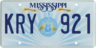 MS license plate KRY921