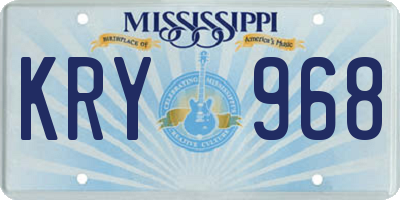 MS license plate KRY968