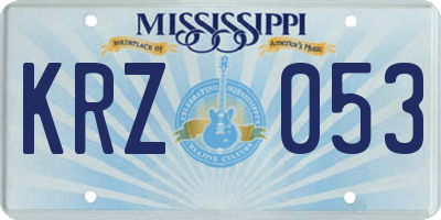 MS license plate KRZ053