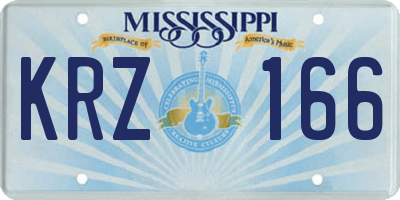 MS license plate KRZ166