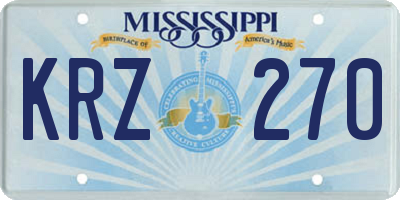 MS license plate KRZ270