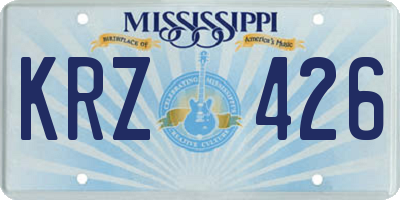 MS license plate KRZ426