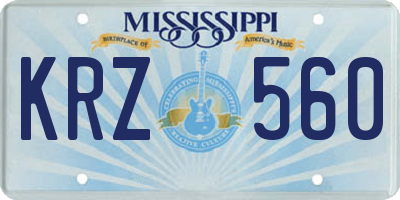 MS license plate KRZ560