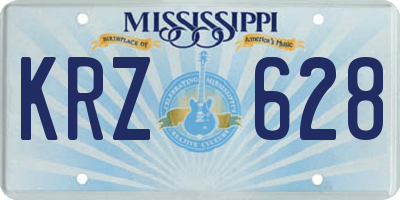 MS license plate KRZ628