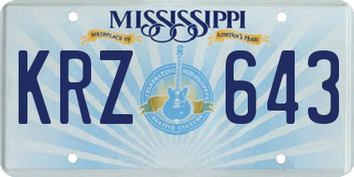MS license plate KRZ643