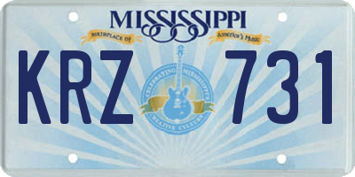 MS license plate KRZ731