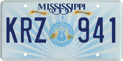MS license plate KRZ941