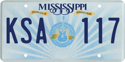 MS license plate KSA117