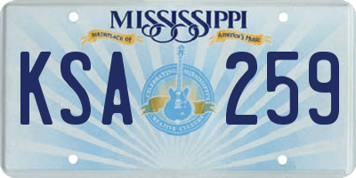 MS license plate KSA259