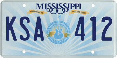 MS license plate KSA412
